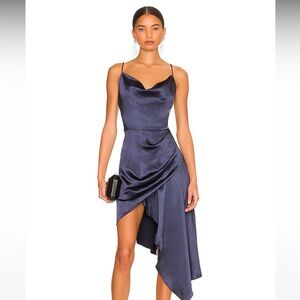 Elegant Navy Blue Draped Dress